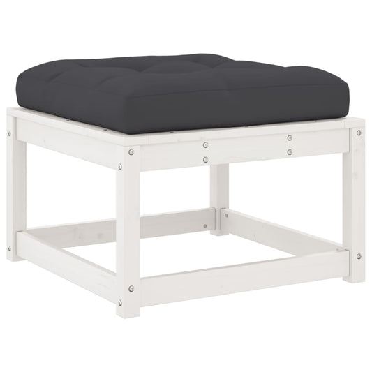 Garden Footstool | White | Solid pine wood | 83 x 73 x 78 cm | Modular
