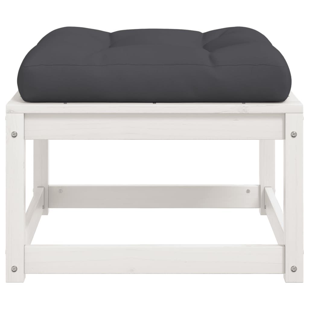Garden Footstool | White | Solid pine wood | 83 x 73 x 78 cm | Modular