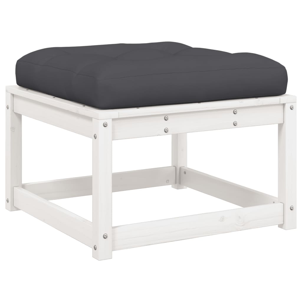 Garden Footstool | White | Solid pine wood | 83 x 73 x 78 cm | Modular