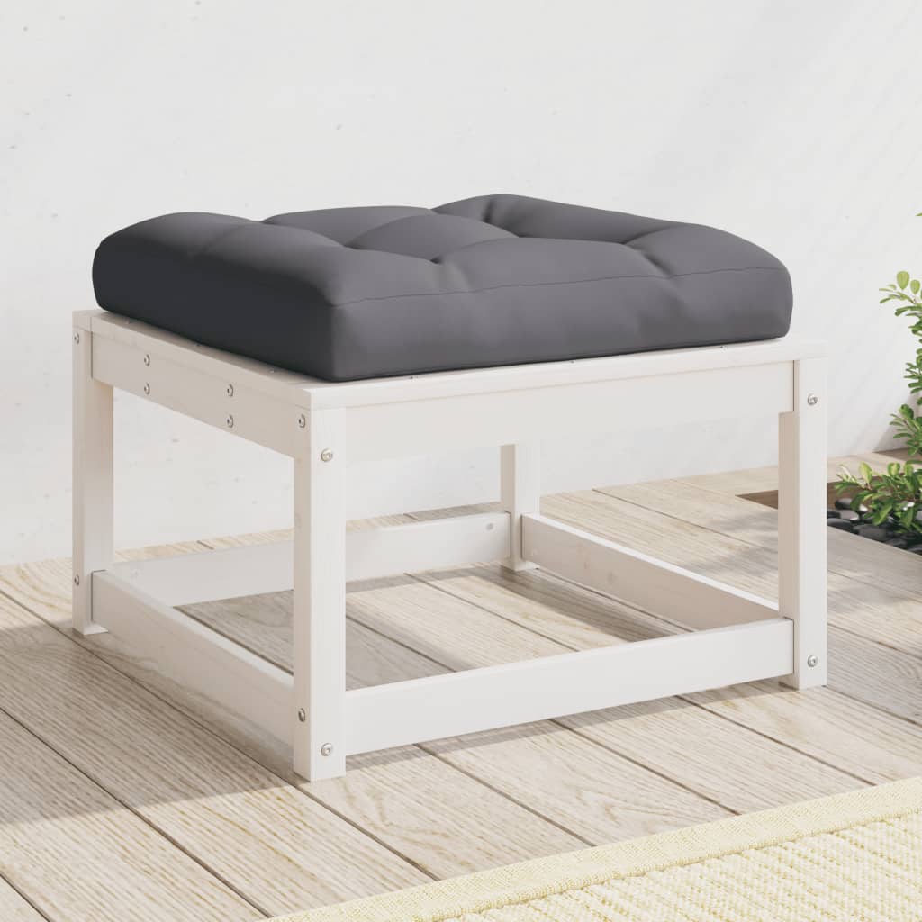 Garden Footstool | White | Solid pine wood | 83 x 73 x 78 cm | Modular
