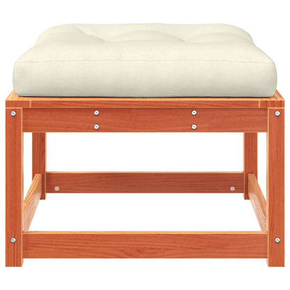 Garden Footstool | Wax brown | Solid pine wood, Polyester cushion