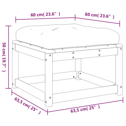 Garden Footstool with Cushions Solid Wood Douglas