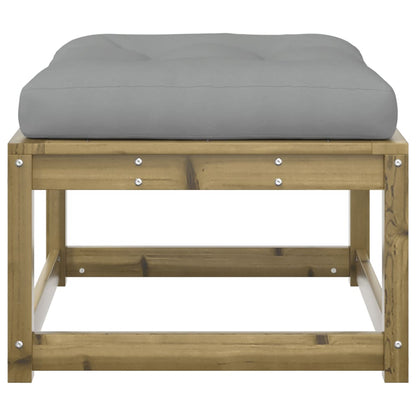 Garden Footstool | Grey, Natural Wood