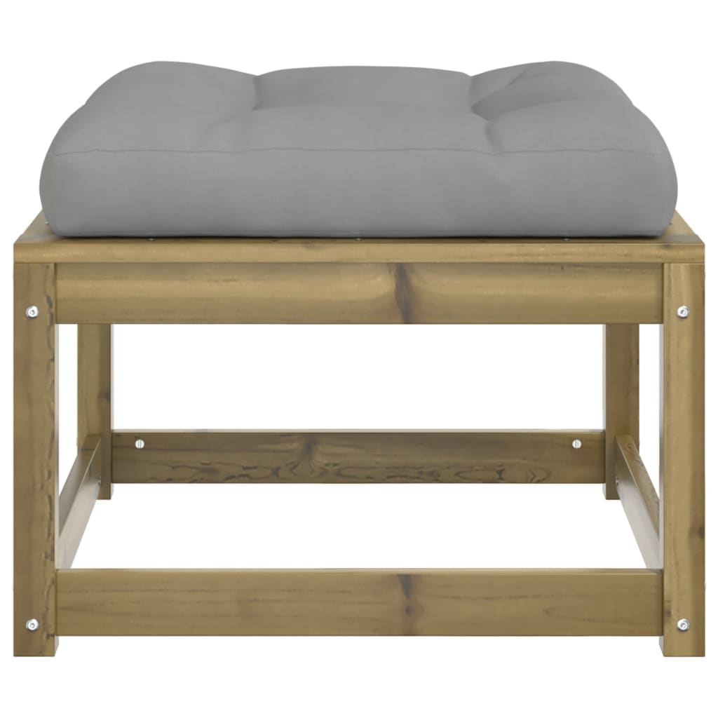 Garden Footstool | Grey, Natural Wood