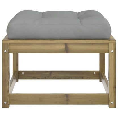 Garden Footstool | Grey, Natural Wood