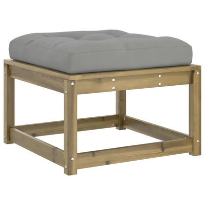 Garden Footstool | Grey, Natural Wood