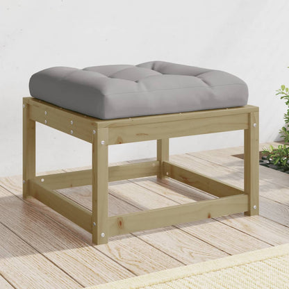 Garden Footstool | Grey, Natural Wood