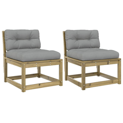Garden Sofa | Set of 2 | Grey | Impregnated pine wood, Polyester | Medium
