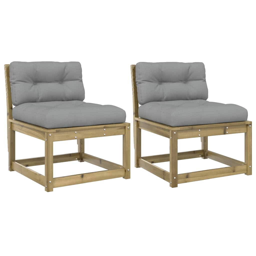 Garden Sofas with Cushions 2pcs Impregnated Wood Pine