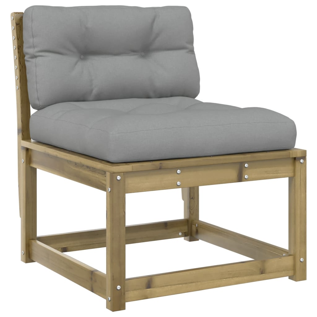 Garden Sofa | Set of 2 | Grey | Impregnated pine wood, Polyester | Medium