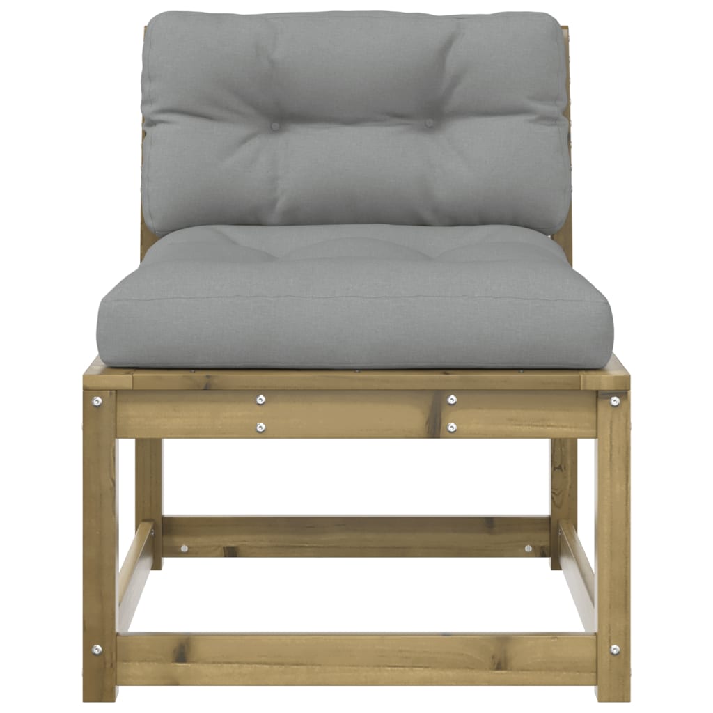 Garden Sofa | Set of 2 | Grey | Impregnated pine wood, Polyester | Medium
