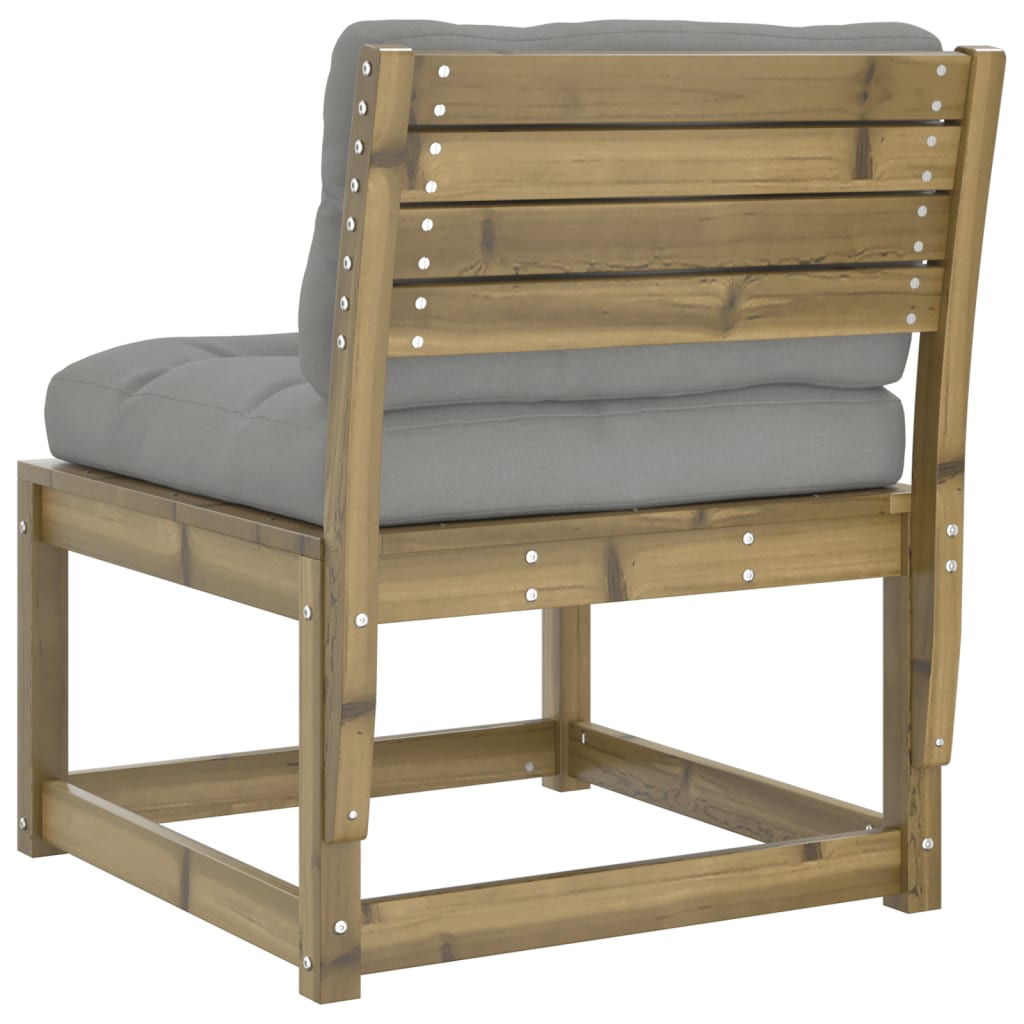 Garden Sofa | Set of 2 | Grey | Impregnated pine wood, Polyester | Medium