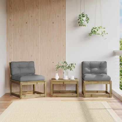 Garden Sofa | Set of 2 | Grey | Impregnated pine wood, Polyester | Medium