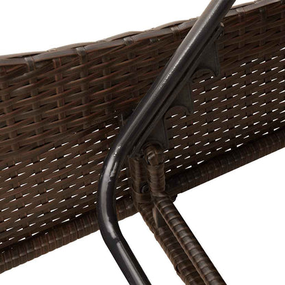 Sun Lounger with Cushions Brown 114x205x73 cm Poly Rattan