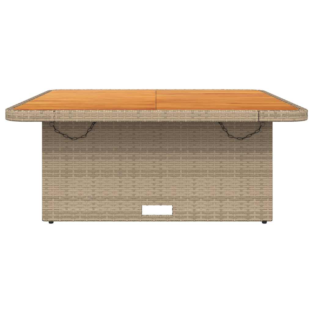 Garden Table Beige 110x110x71 cm Poly Rattan and Acacia Wood