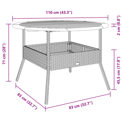 Garden Table with Acacia Wood Top Beige Ø110x71 cm Poly Rattan