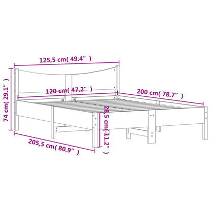 Bed Frame without Mattress White 120x200 cm Solid Wood Pine