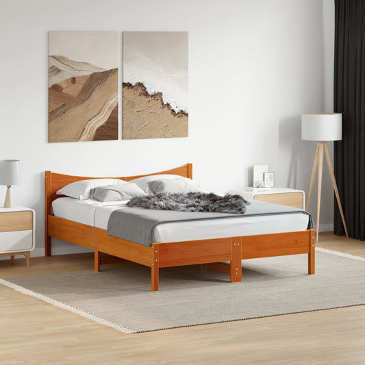 Bed Frame without Mattress Wax Brown 120x200 cm Solid Wood Pine