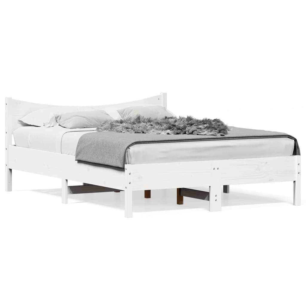 Bed Frame without Mattress White 140x190 cm Solid Wood Pine