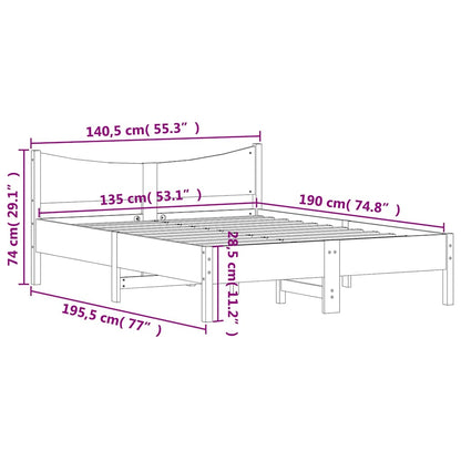 Bed Frame without Mattress 135x190 cm Double Solid Wood Pine