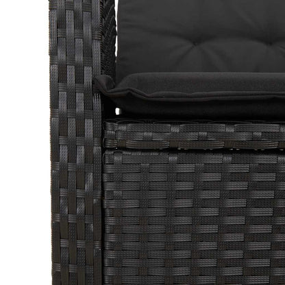 Reclining Garden Bench with Cushions Black Poly Rattan