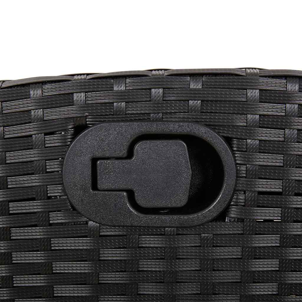 Reclining Garden Bench with Cushions Black Poly Rattan