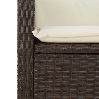 Reclining Garden Bench with Cushions Brown Poly Rattan