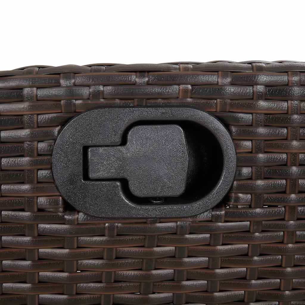 Reclining Garden Bench with Cushions Brown Poly Rattan