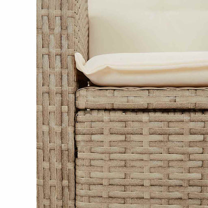 Reclining Garden Bench with Cushions Beige Poly Rattan