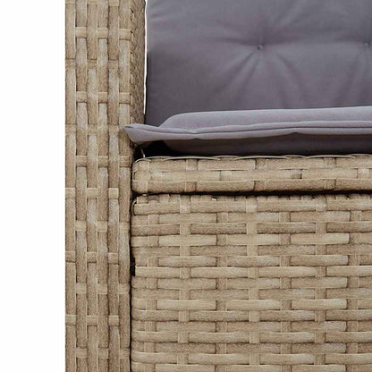 Reclining Garden Bench with Cushions Beige Poly Rattan