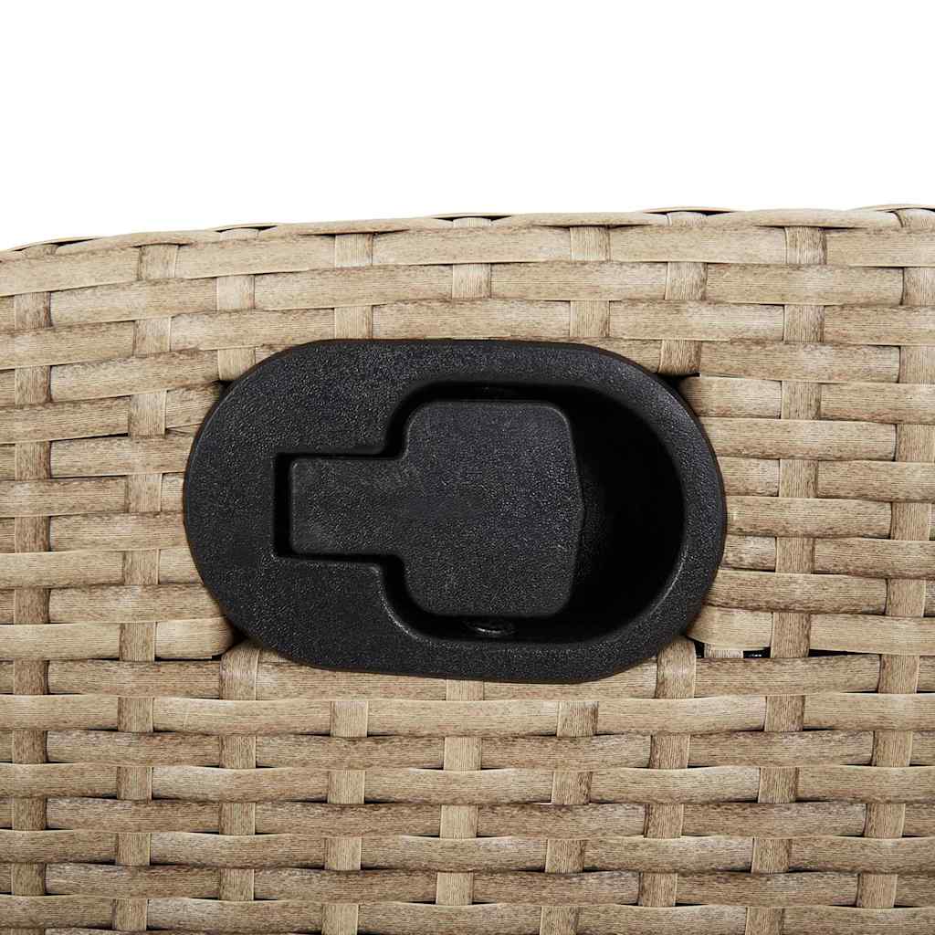 Reclining Garden Bench with Cushions Beige Poly Rattan