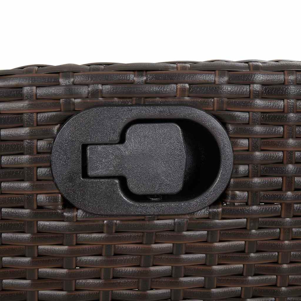 Reclining Garden Bench with Cushions Brown Poly Rattan
