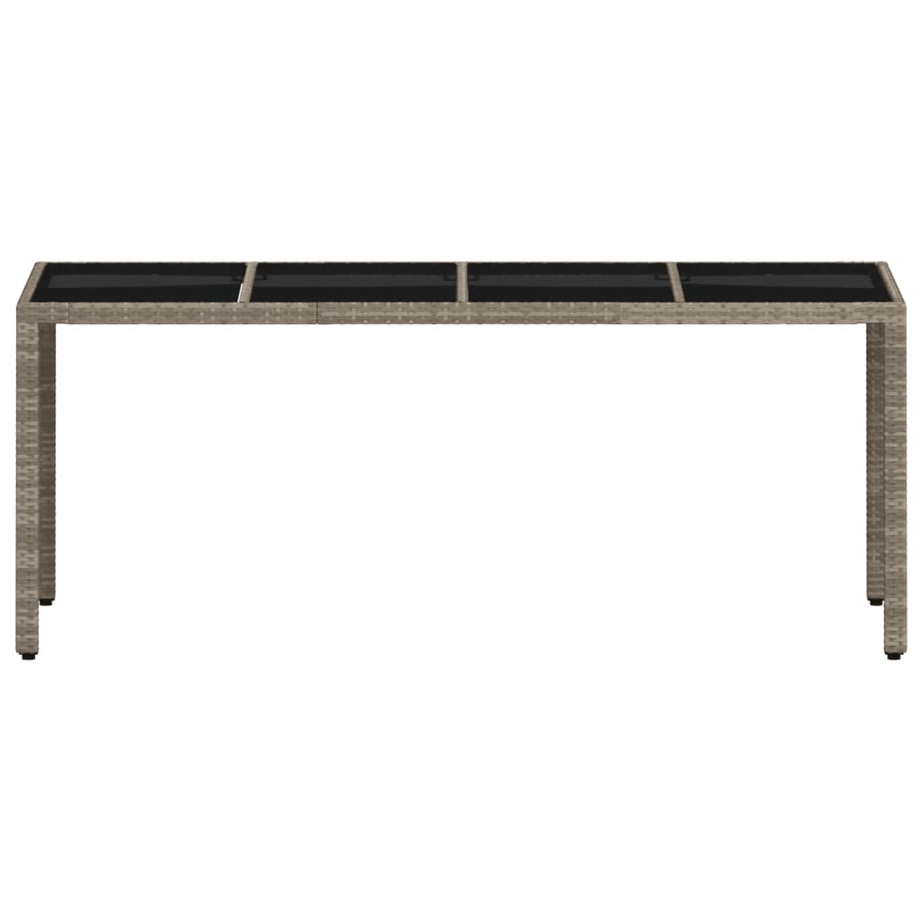 Garden Table with Glass Top Light Grey 190x90x75 cm Poly Rattan