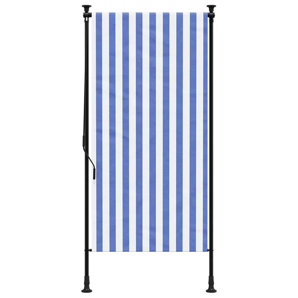 Outdoor Roller Blind Blue and White 100x270 cm Fabric&Steel