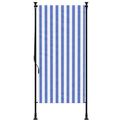 Outdoor Roller Blind Blue and White 120x270 cm Fabric&Steel