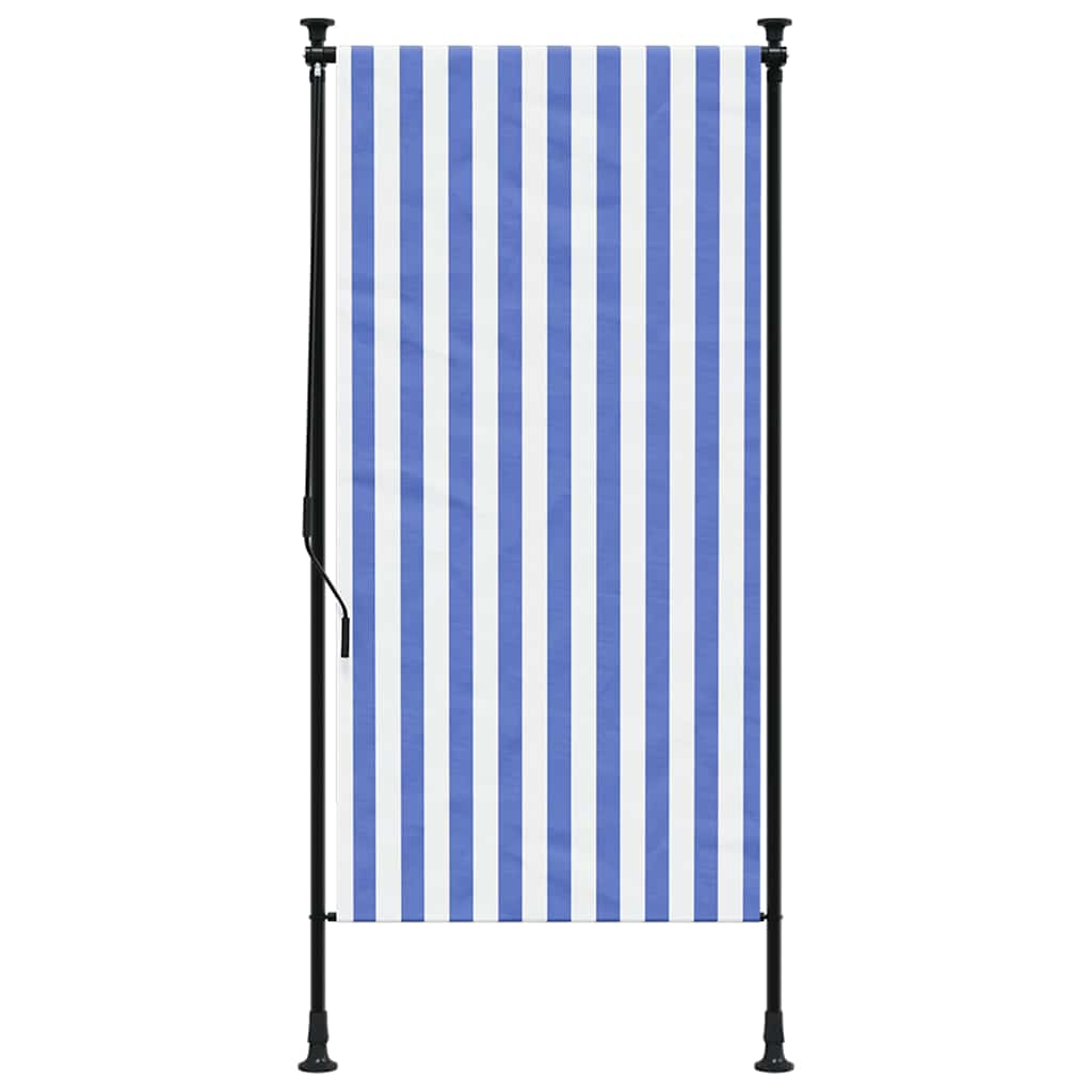 Outdoor Roller Blind Blue and White 120x270 cm Fabric&Steel