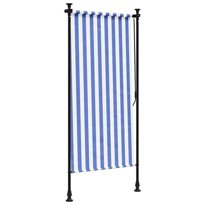 Outdoor Roller Blind Blue and White 120x270 cm Fabric&Steel
