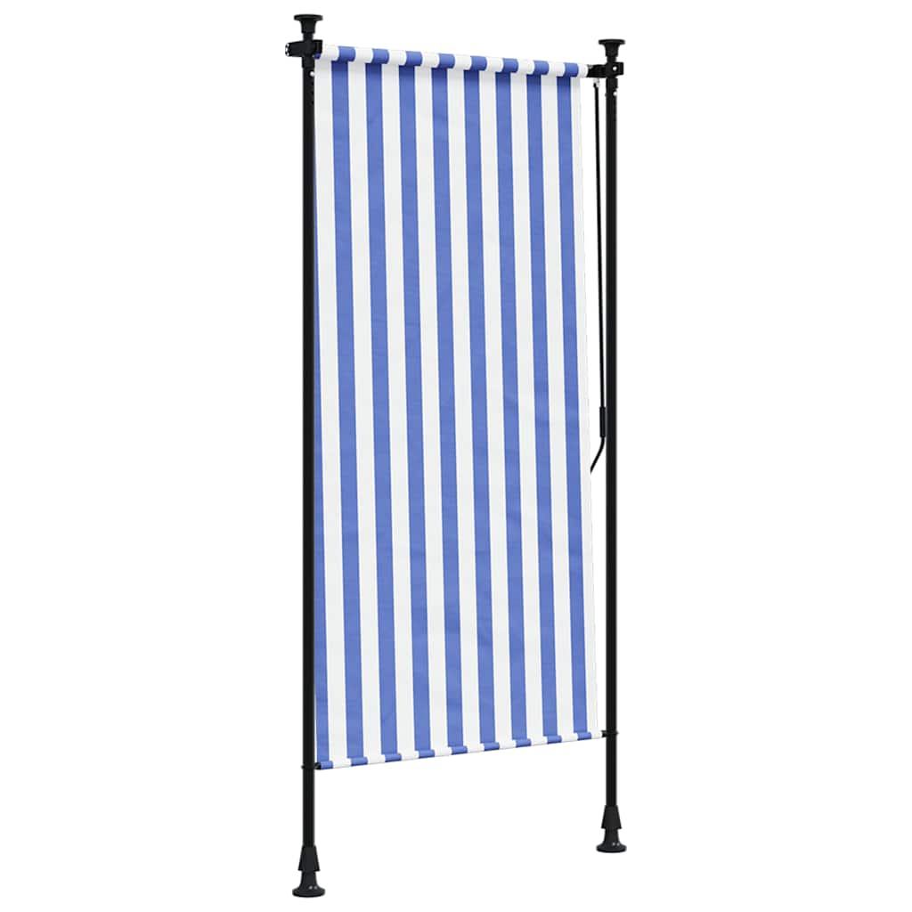 Outdoor Roller Blind Blue and White 120x270 cm Fabric&Steel