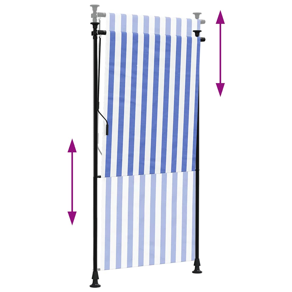 Outdoor Roller Blind Blue and White 120x270 cm Fabric&Steel