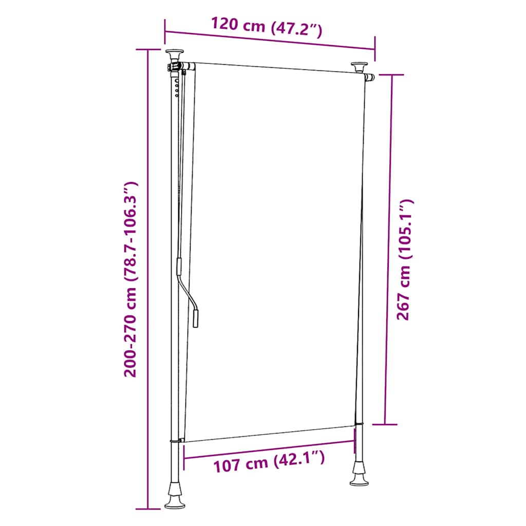 Outdoor Roller Blind Blue and White 120x270 cm Fabric&Steel