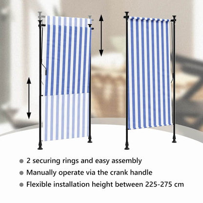 Outdoor Roller Blind Blue and White 120x270 cm Fabric&Steel
