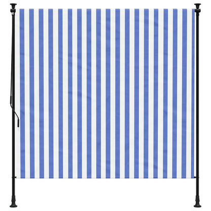 Outdoor Roller Blind Blue and White 150x270 cm Fabric&Steel