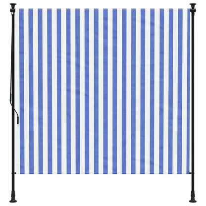 Outdoor Roller Blind Blue and White 200x270 cm Fabric&Steel