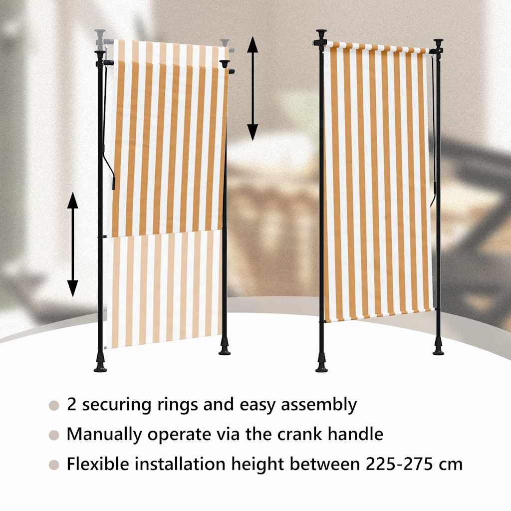Outdoor Roller Blind Orange and White 120x270 cm Fabric&Steel