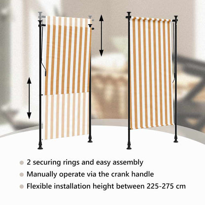 Outdoor Roller Blind Orange and White 120x270 cm Fabric&Steel