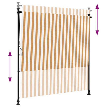 Outdoor Roller Blind Orange and White 150x270 cm Fabric&Steel
