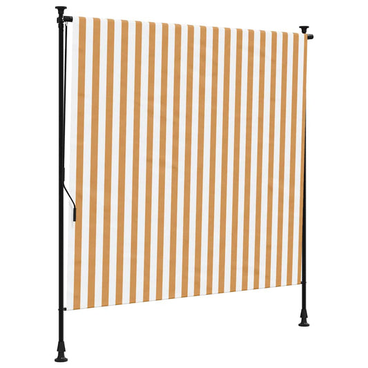 Outdoor Roller Blind Orange and White 200x270 cm Fabric&Steel