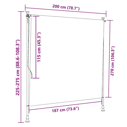 Outdoor Roller Blind Orange and White 200x270 cm Fabric&Steel