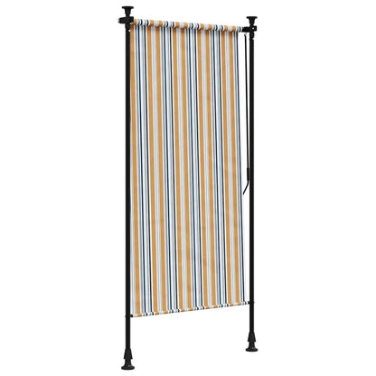 Outdoor Roller Blind Yellow and White 100x270 cm Fabric&Steel
