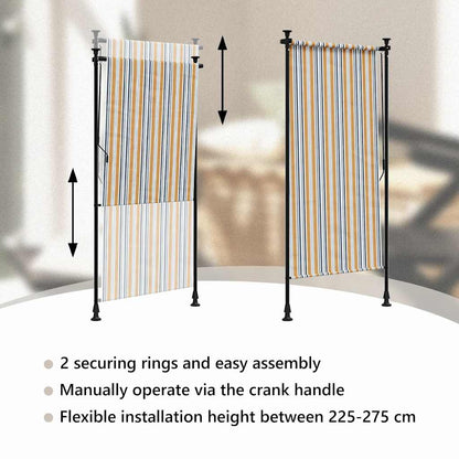Outdoor Roller Blind Yellow and White 100x270 cm Fabric&Steel